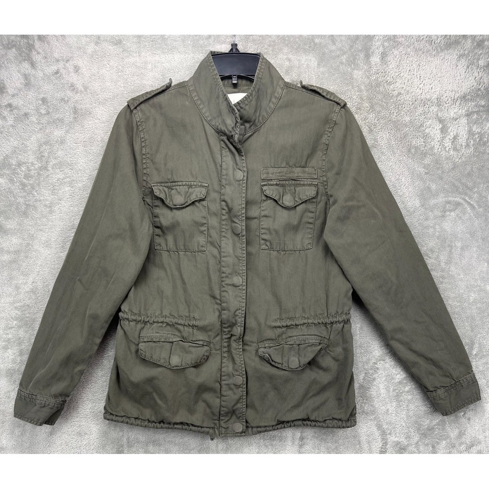 Hinge Women's Military Jacket Sz S Army Green Pockets‎ Cotton Lined